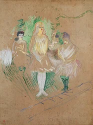 Três figuras no Folies-Berg ères, 1894 (óleo no cartão)